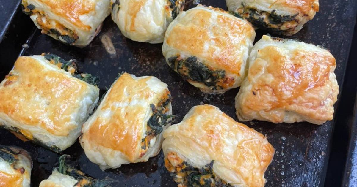Sweet potato, spinach and feta ‘sausage’ rolls Recipe by Kate Carless