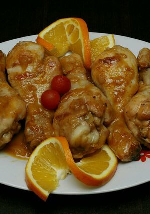 Una foto de Muslos de pollo a la naranja🍊🍗💛 (perfectos para Navidad)