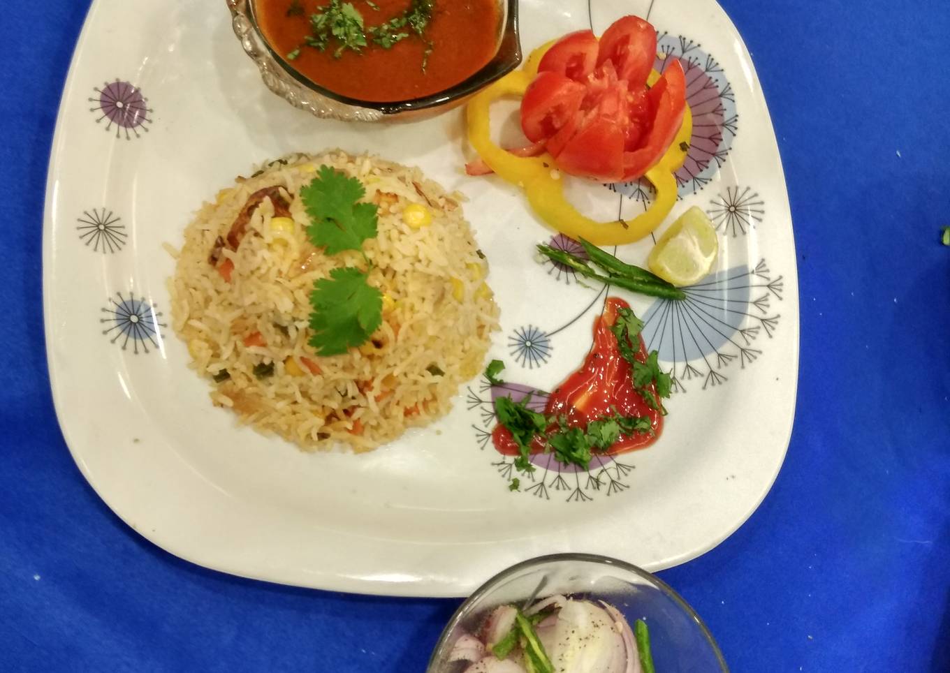 Paneer Tikka veg chilli garlic rice with Rajma