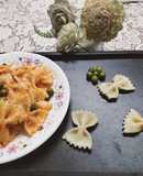 Creamy Red sauce Farfalle Pasta with green peas
