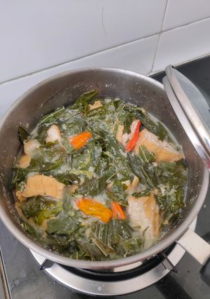 Foto resep Bobor daun singkong tahu cue