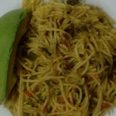A picture of Spaghetti mix and ovacado.