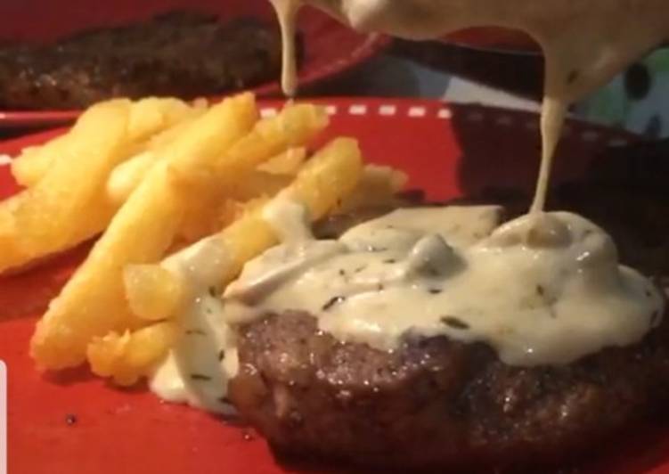 Steak hokubee with mushroom sauce by wiliam g