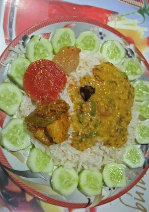A picture of Plain rice with mong masur dal. #cookpadApp.