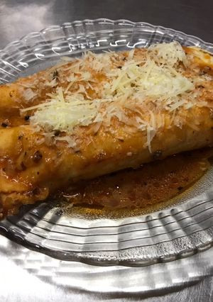 Una foto de Canelones de acelga y pollo