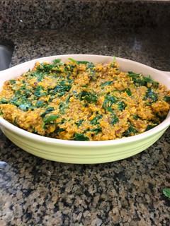 A picture of Creamed Sweet Corn with Spinach and Coconut Milk.