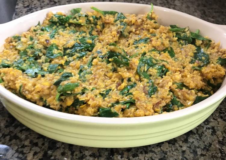 Easiest Way to Make Perfect Creamed Sweet Corn with Spinach and Coconut Milk