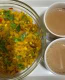 Brown Poha With Sprouted Moong