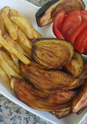 صورة لوصفة بطاطا وباذنجان مقالي 😊