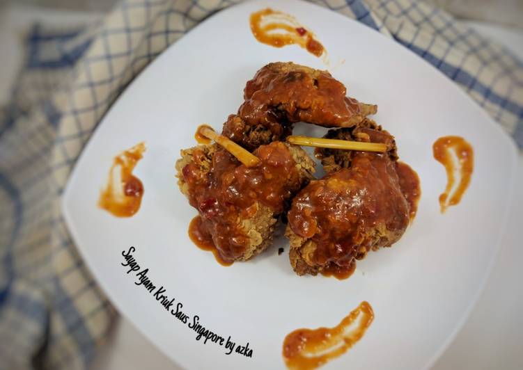 Bagaimana Membuat Sayap Ayam Kriuk Saus Singapore, Enak