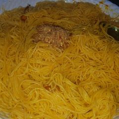 A picture of Palm oil spaghetti.