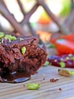 Una foto de Coulant de chocolate vegano
