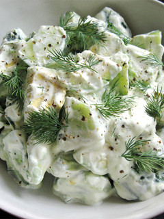 A picture of Cucumber & Avocado Yoghurt Salad.