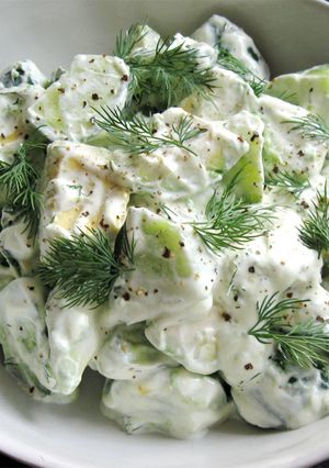 A picture of Cucumber & Avocado Yoghurt Salad.