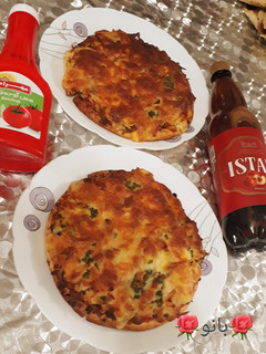 عکسی از دستور پیتزای مرغ و قارچ متفاوووووت 😋😋😋