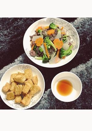 Hình của món Thịt bò xào su hào, lơ xanh cà rốt.