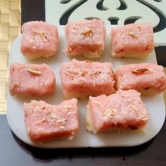 Layered coconut burfi A picture of Layered coconut burfi.