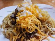 A picture of dinner ground beef spaghetti sauce