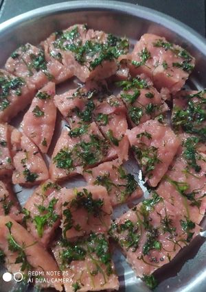 A picture of Beetroot Dhokla.