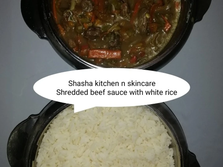 Easy Way Prepare Recipe Shredded beef sauce with white rice that is Perfect, Really Delicious}