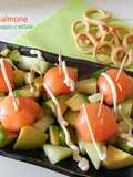 Sfere di salmone con formaggio e melone