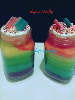 Foto resep Rainbow cake in jar(kukus)
