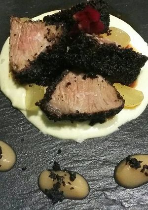 Una foto de Presa ibérica en adobo con parmentier trufado