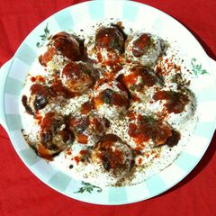 A picture of Moong Dal Dahi Vada.