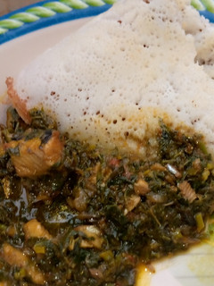 A picture of Sinasir with vegetable soup.