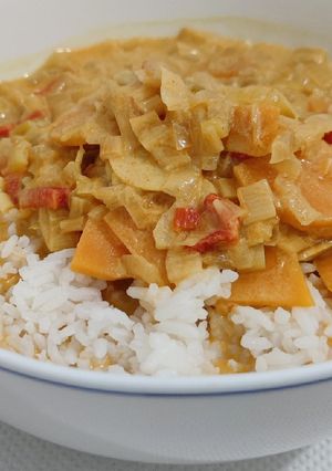 A picture of Sweet potato leek curry.