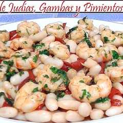 Una foto de Ensalada de Judías con Gambas y Pimientos de Piquillo