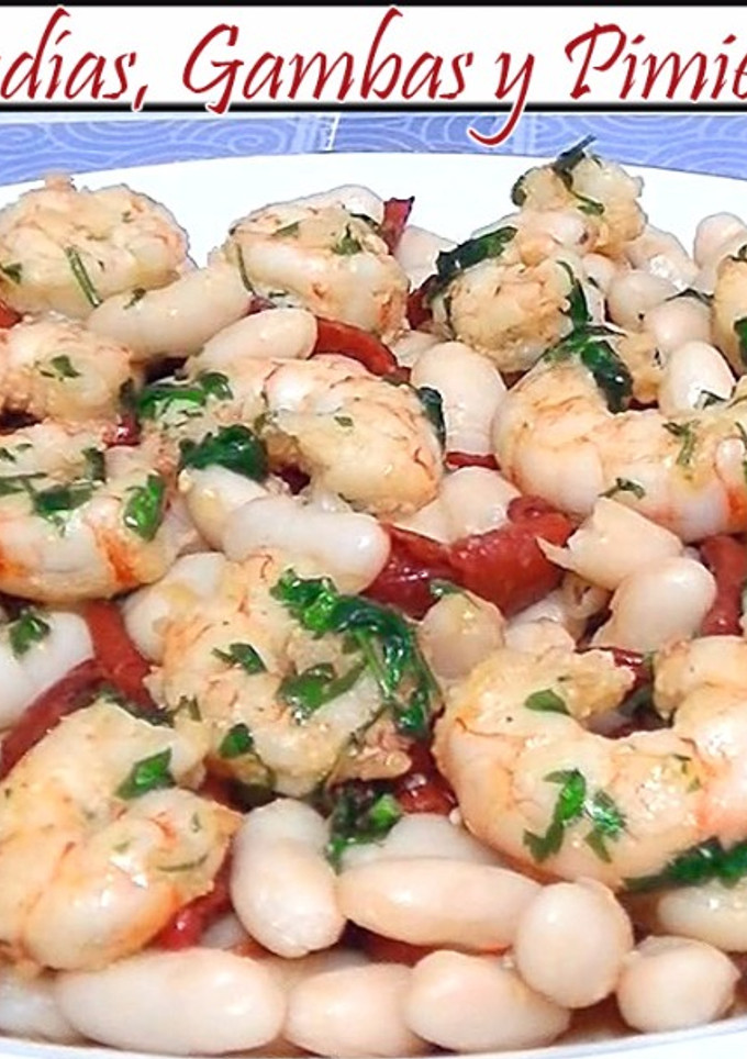Una foto de Ensalada de Judías con Gambas y Pimientos de Piquillo
