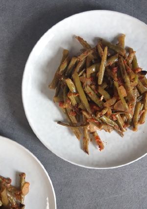 Une photo de Haricots verts à la tomate