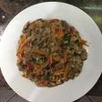 Wok de carne y arroz