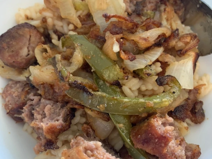 Easy Steps to Prepare Sausage peppers & rice the Delicious You can take Joss in your mouth