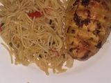 Pasta mashup(spaghetti and fusilli)with baked potatoes