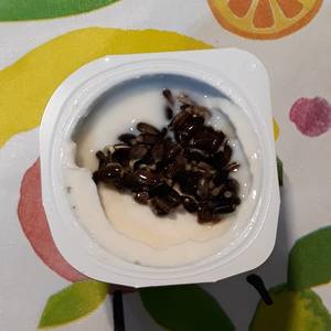 Yogur de melocotón con semillas germinadas de cardo mariano