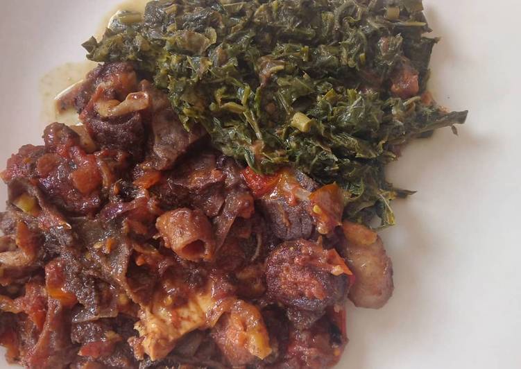 Fried Matumbo (Tripe) with Kienyeji