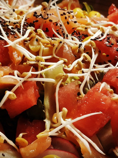 Una foto de Ensalada de salmón y sandía
