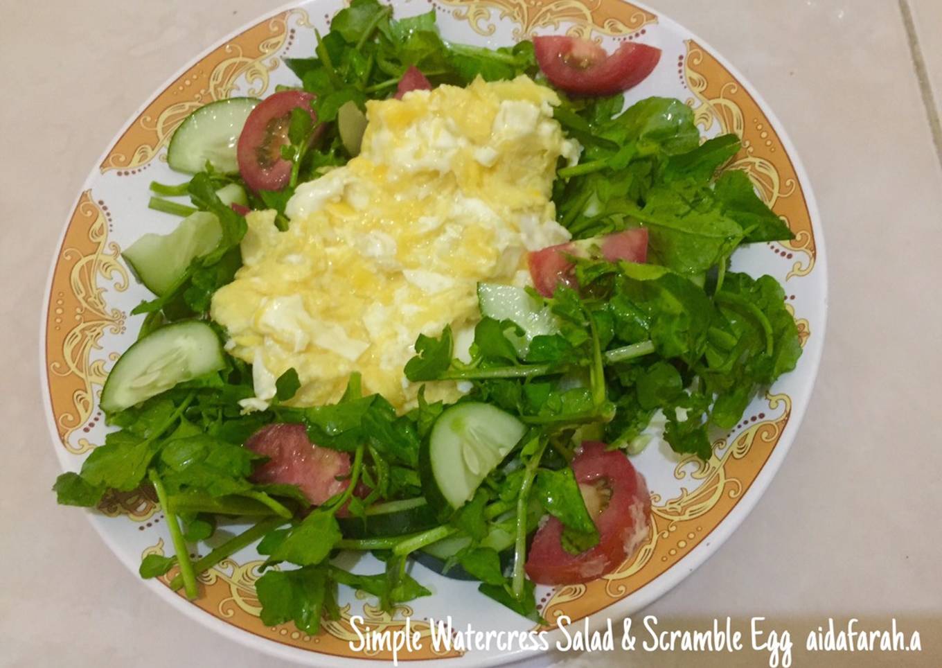 Simple Watercress Salad & Scramble Egg