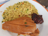 Fried rice,fried goat meat