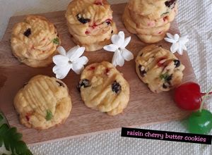 Foto resep Raisin Cherry Butter Cookies / Butter Cookies Kismis Ceri