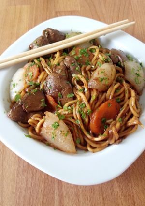 Kínai, hagymás csirkemáj recept fotója