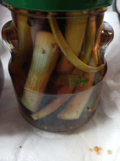 A picture of Pickled Onion Tops.