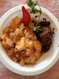 A picture of Chayote - Irish Potatoes served with Mbuzi Ulaya#authormarathon#.