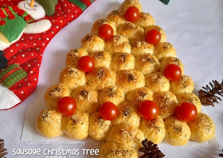 Cara Gampang Membuat Sausage Christmas Tree Bread Anti Gagal