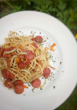 Foto resep Spageti sosis aglio olio