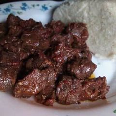 A picture of Liver/ugali #localfood-Eldoret.