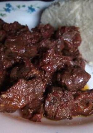 A picture of Liver/ugali #localfood-Eldoret.