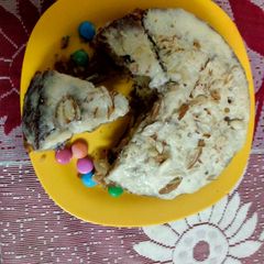A picture of Suji almond rabdi cake.